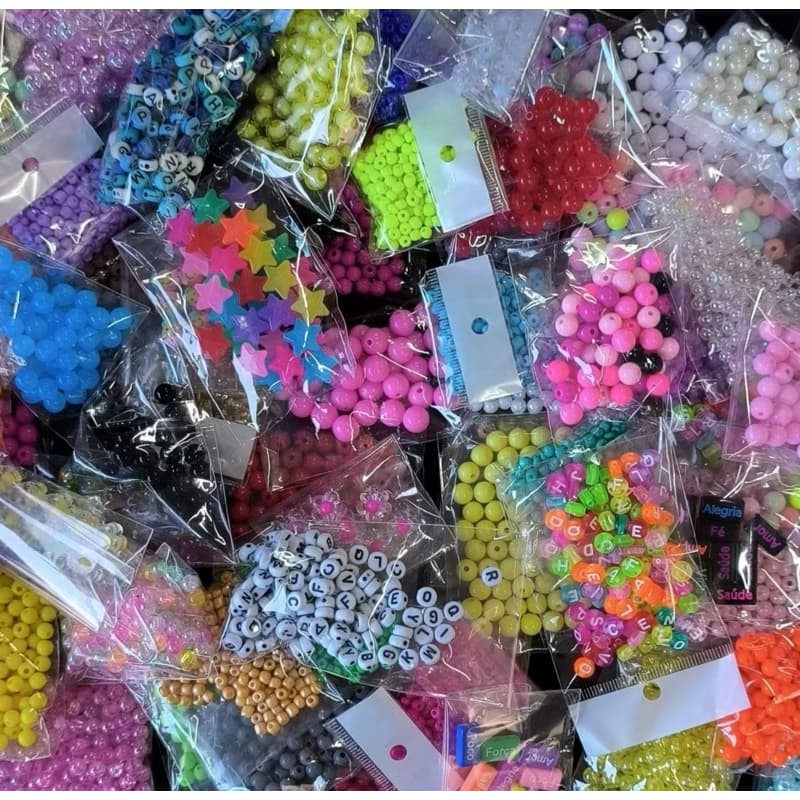 Miçangas Mix 250/500/1000 para fazer Strap Phone Pulseirinhas Entremeios Infantil DIY Artesanato