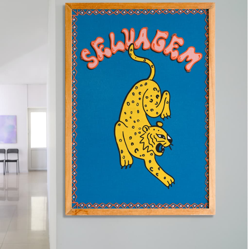 Quadro Decorativo Selvagem em Madeira e Acetato Tamanho Grande A3 Decoração
