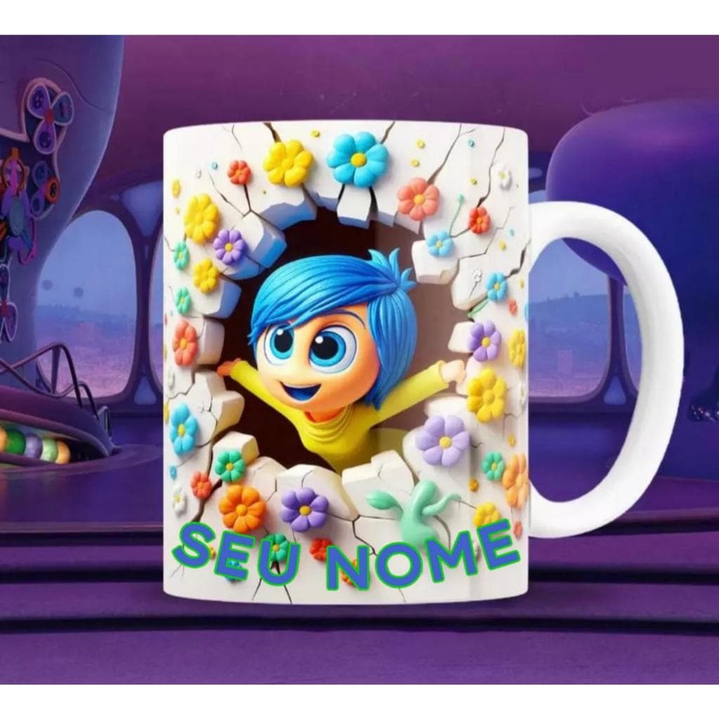 Canecas Copo Divertidamente 3D Com Nome