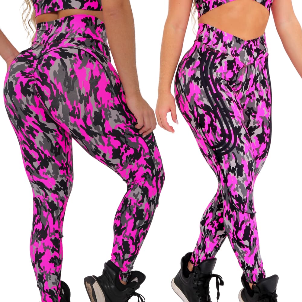 Calça Legging Feminina Empina Levanta Marca Bumbum Treino Academia Ftines Zero Transparência  Poliamida