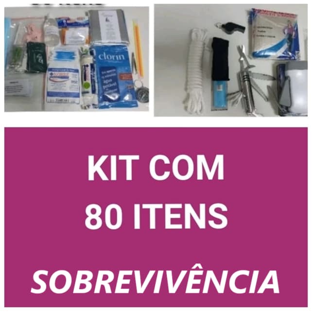 Kit com 80 itens de equipamentos e primeiros socorros para mochila de emergência Pronta Entrega!