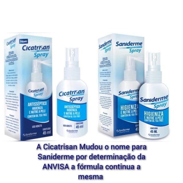 Antisséptico Spray (Ex Cicatrisan) Mudou o nome por determinação da ANVISA agora é (Saniderme) Sanfarma 45 Ml