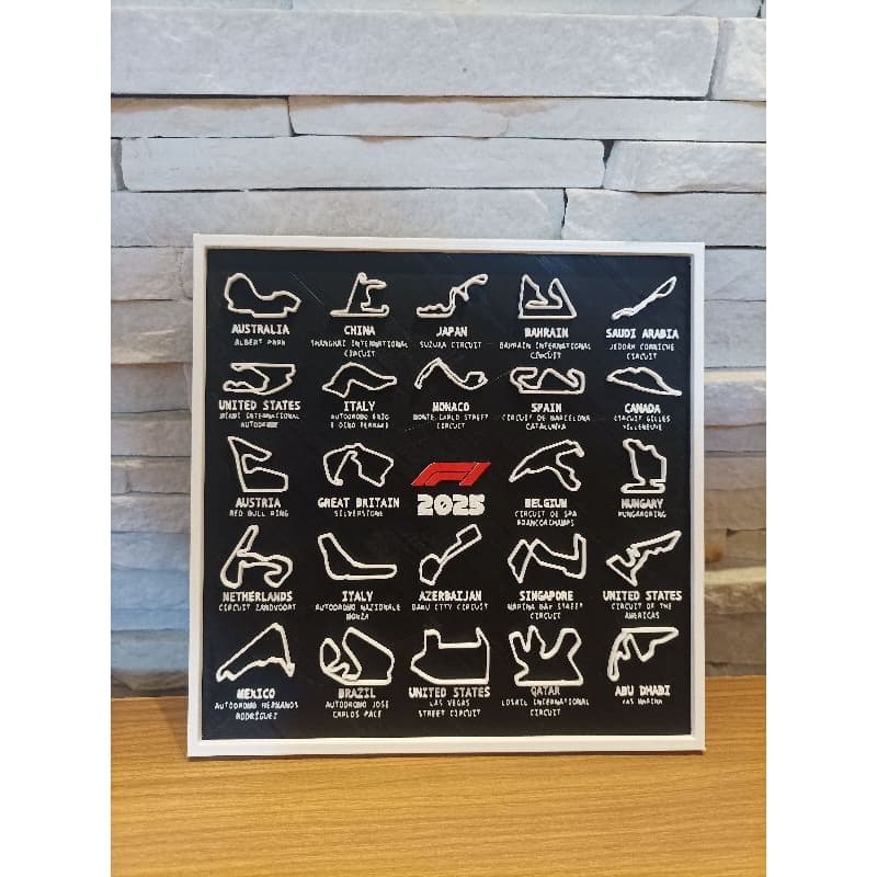 Quadro Decorativo F1 2025 3D Circuitos Fórmula 1 Parede | Presente Geek Automobilismo Fans