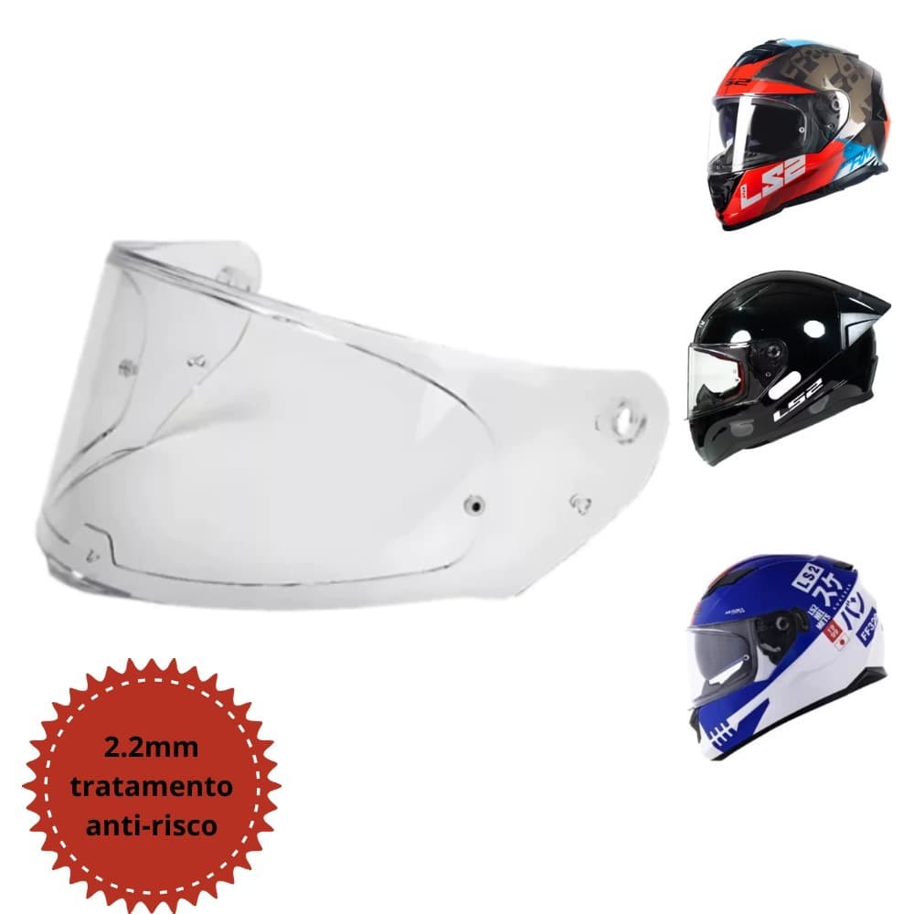 Viseira 2.2mm Cristal Capacete Ls2 Ff320 Stream Ff353 Rapid/Ff800