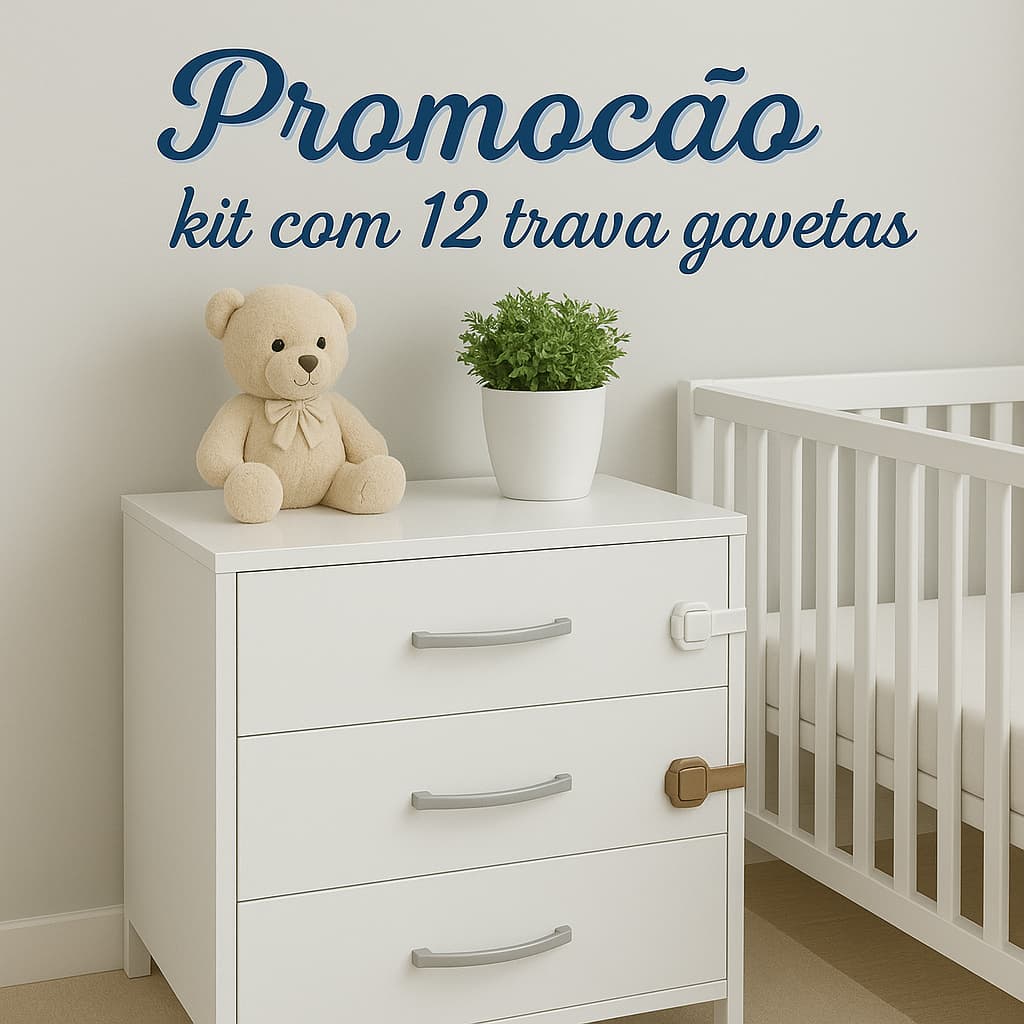 Kit 12 Trava Gaveta Armário Geladeira Porta Vaso Sanitário Segurança Protetor Proteção Infantil Bebe