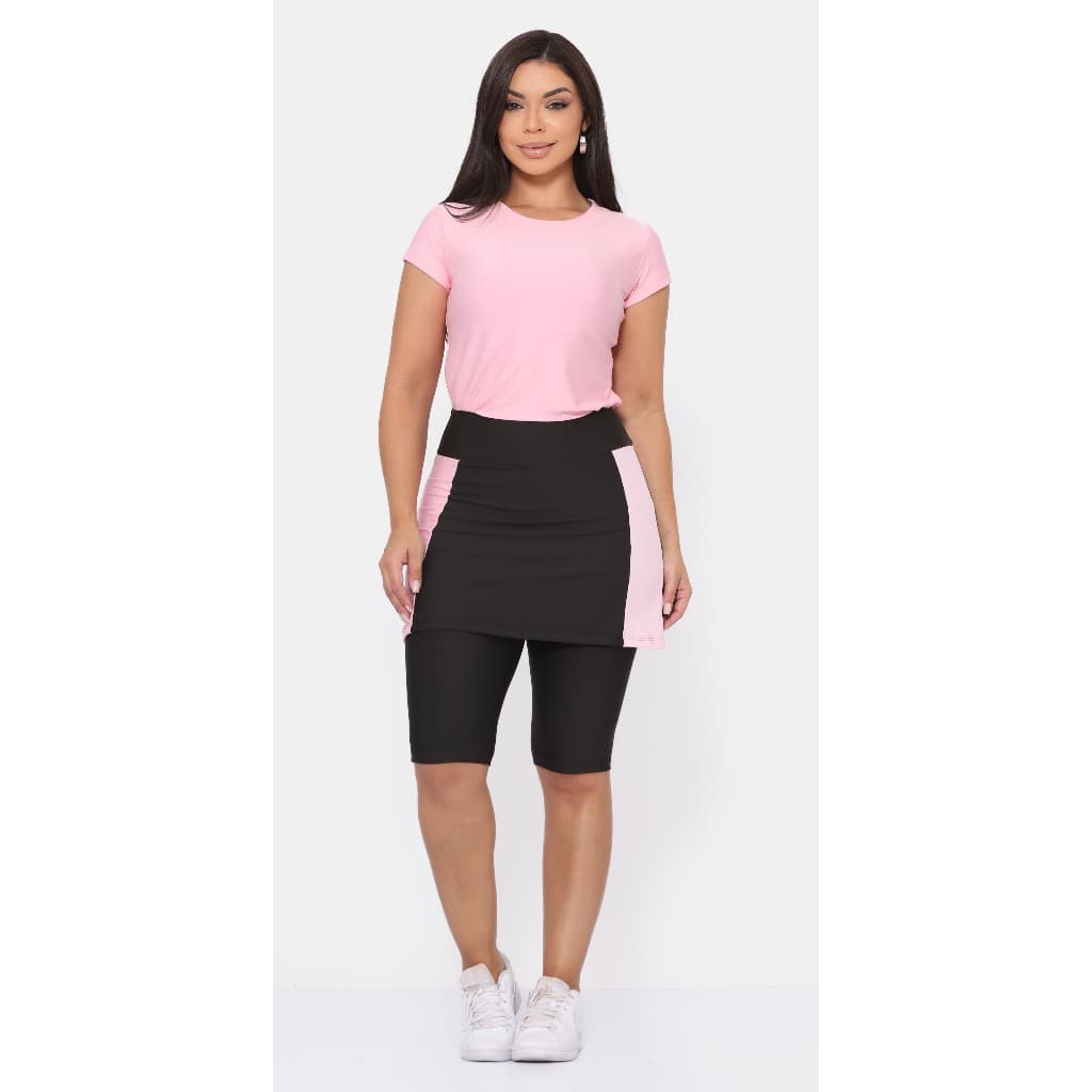 Conjunto Fitness Bicolor Com Bolso Moda Evangélica Suplex