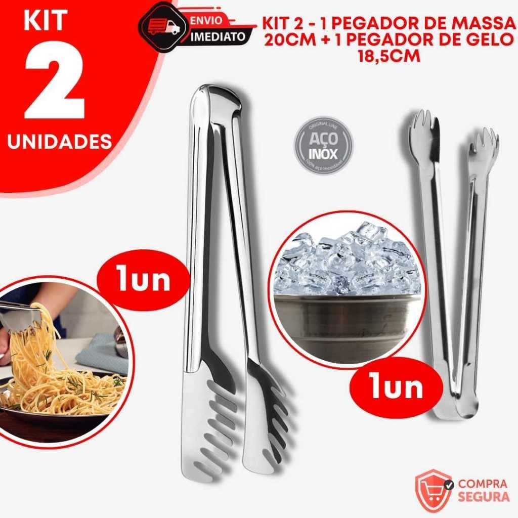 Kit 2 - 1 Pegador Massa + 1 Pegador Gelo Cozinha Eventos Salada Buffet Bar Macarronada Legumes Casa
