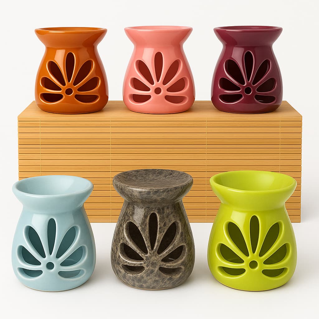 Difusor de Aromas Rechaud Flor em Cerâmica — Ideal para Aromaterapia e Decoração