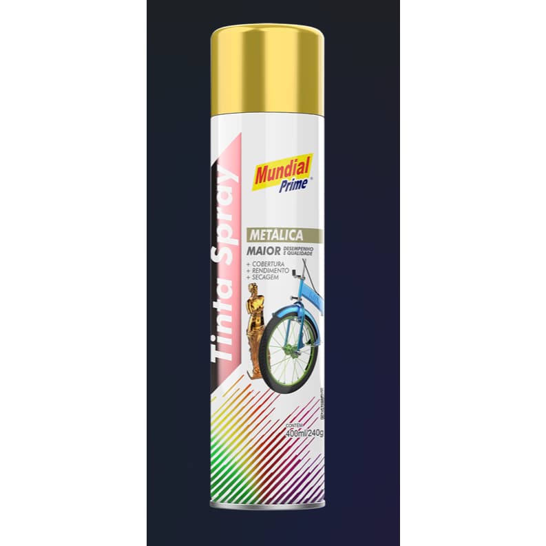 TINTA SPRAY MUNDIAL METALICA OURO 400ML