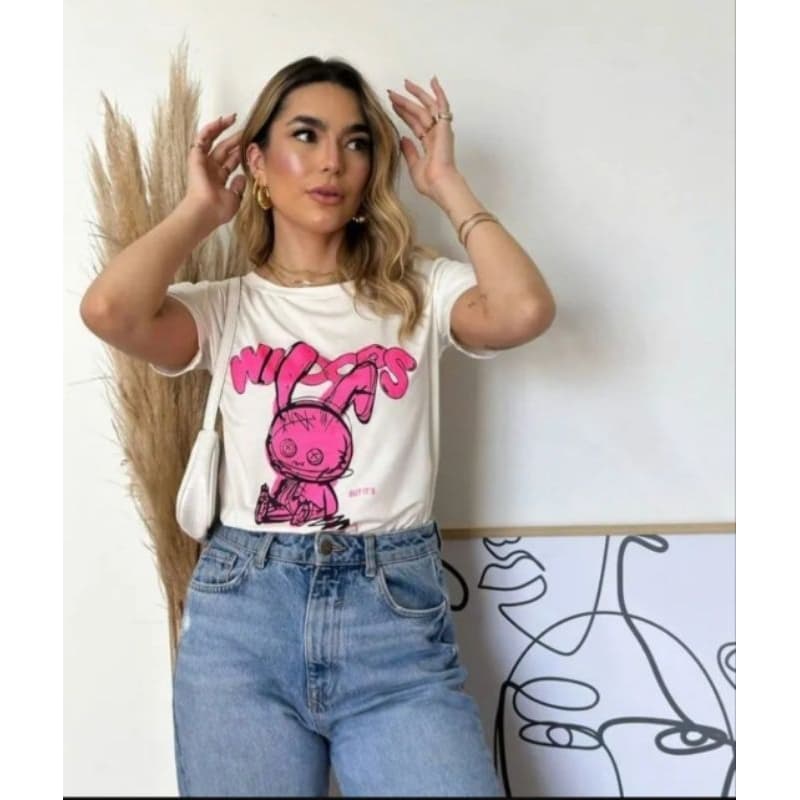 Blusa Feminina T-shirt Viscolycra Estampa Coelho Whoops Premium