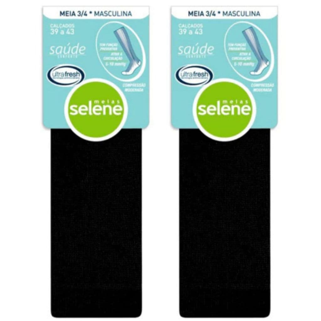 Meias 3/4 Masculina Compressão Moderada Saúde Conforto Original Selene Ref 6096