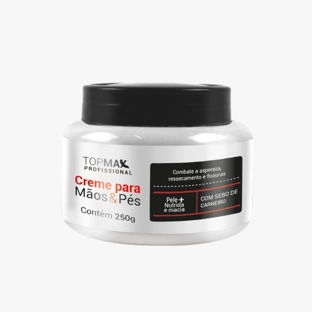CREME HIDRANTANTE MAOS & PES SEBO DE CARNEIRO TOPMAX PROFISSIONAL 250G