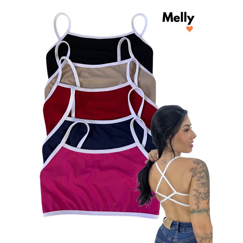 Kit 5 Top TRANÇADO BICOLOR cropped fitness academia costa nua modinha