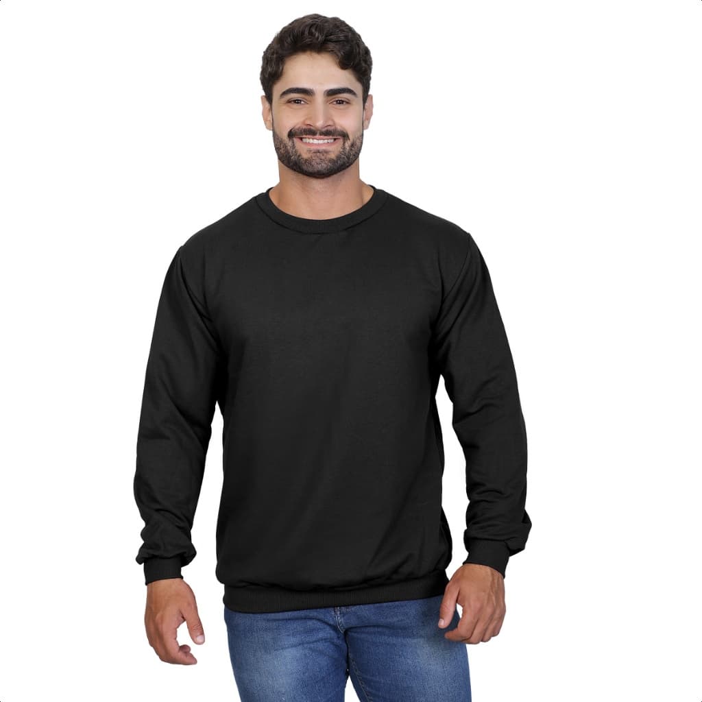 Moletom careca liso gola redonda unissex com ribana flanelado  blusa de frio Promoção Estoque