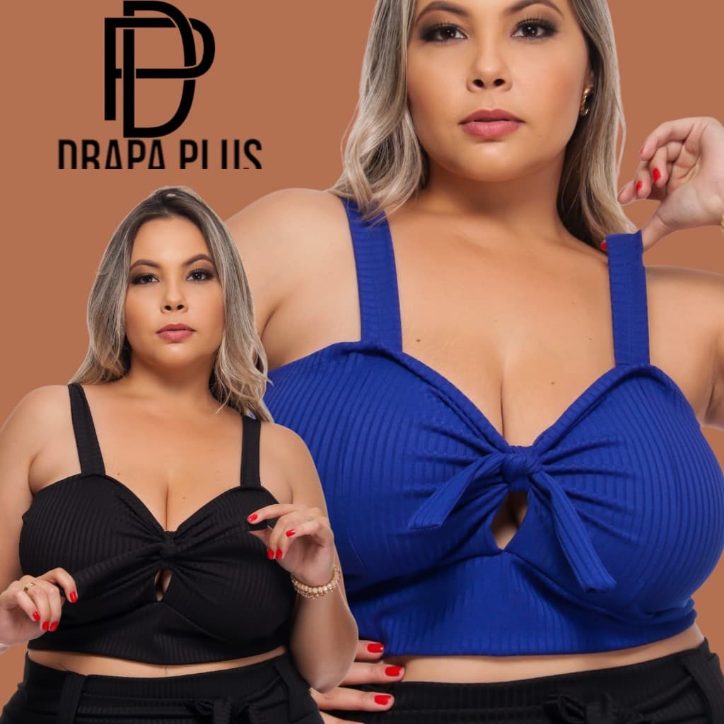DRAPA PLUS - Kit COM 2 Croppeds LAÇO Plus Size