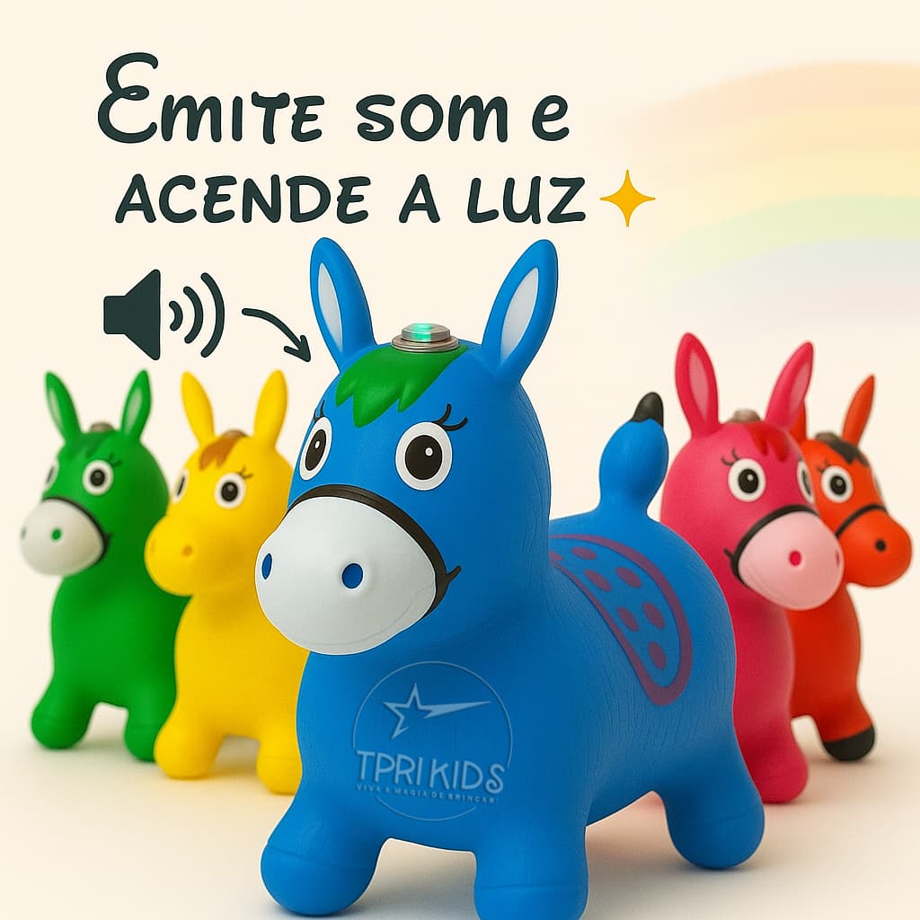 Cavalinho Upa Upa Inflável Original Música LED Pocotó Brinquedo Pula Pula Gugu Cavalo Menino Menina