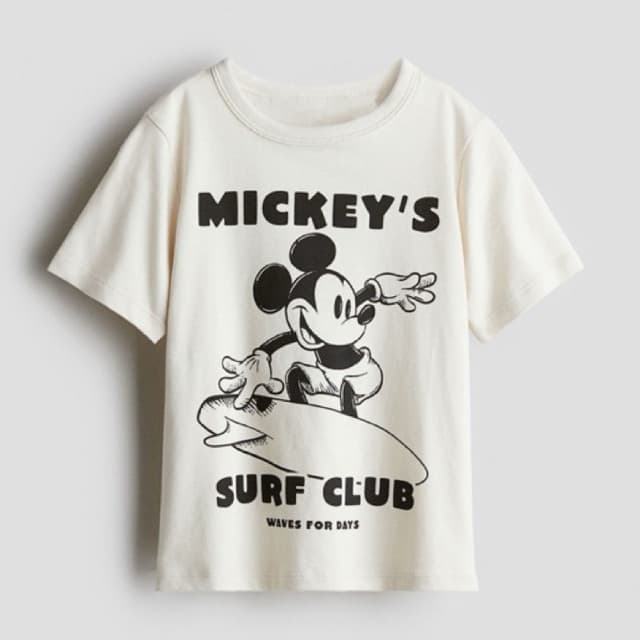 Camiseta Infantil off white Mickey Surf confortável 100% algodão camiseta menino camiseta menina