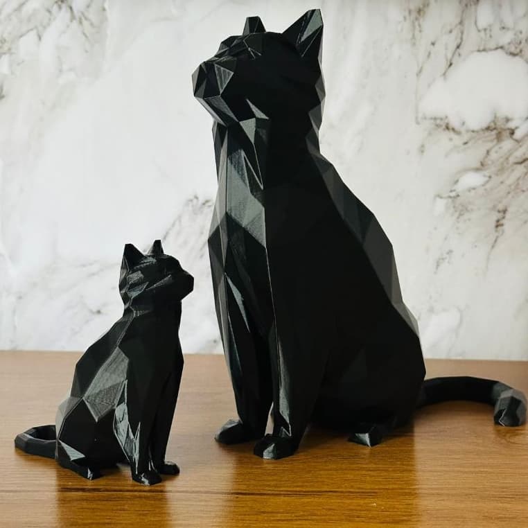 Escultura Decoração Gato 10cm e 20 CM, Escultura Decoração Gato poligonal Geométrico 10cm e 20 CM