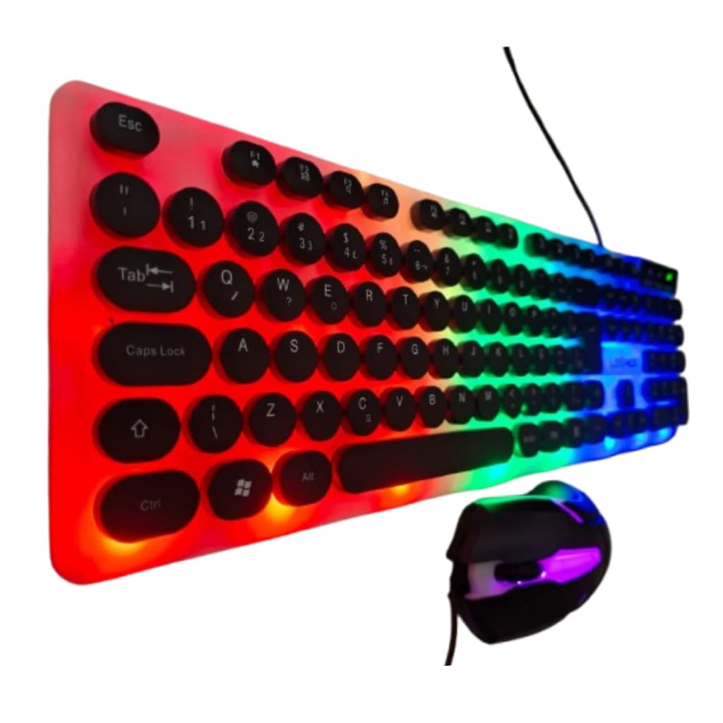 Kit Teclado E Mouse Lehmox Com Fio Usb Gamer Ley-2075 Iluminado LED RGB Plug & Play