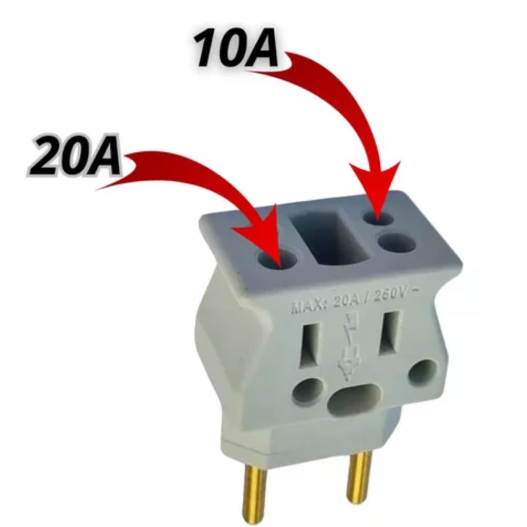 Bejamim Adaptador de tomada Pino Grosso Pino Fino Resisntente 20 Amperes 10 Amperes