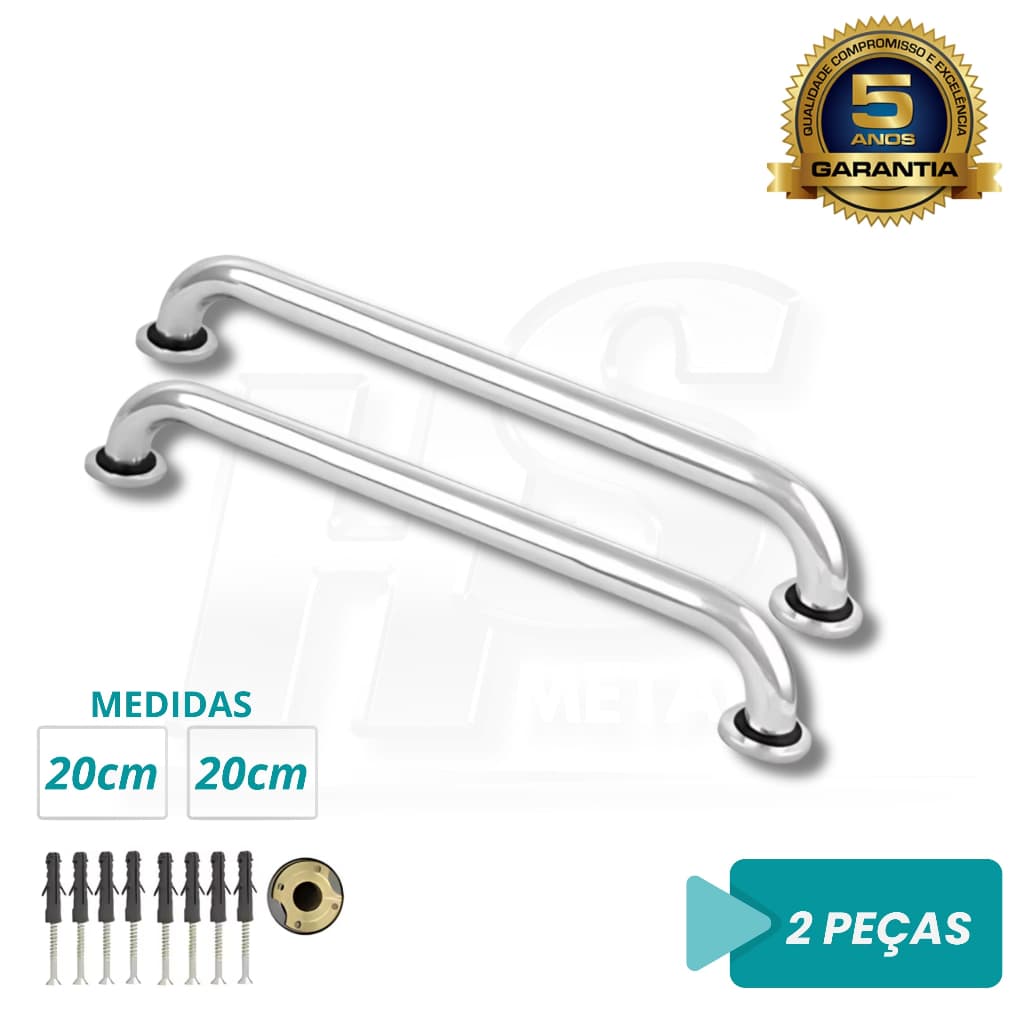 Kit 2 Barra de Apoio 20CM Alça Corrimão alça para piscinas banheiros