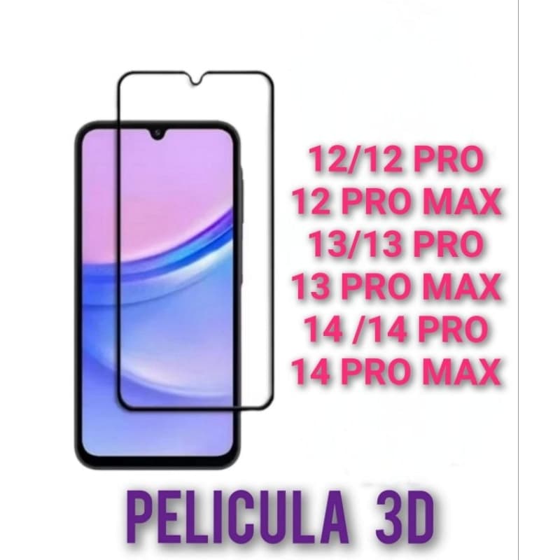 3D Película de Vidro Temperado Para iPhone 12/12 PRO/12 PRO MAX/13/13 PRO/13 PRO MAX/14/PRO/PLUS/MAX
