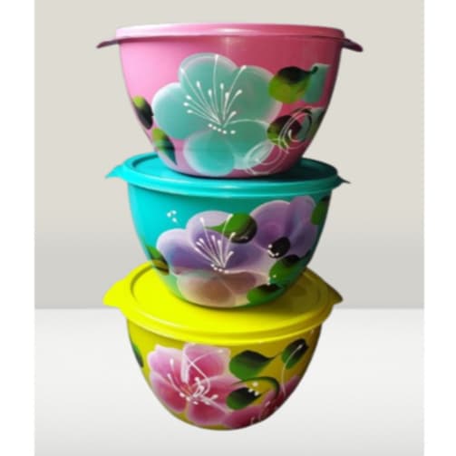 KIT 3 SALADEIRA TACHO 3 LITROS  REDONDA DECORADA SUA COZINHA MAIS LINDA!!