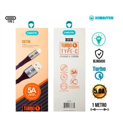 Cabo Turbo premium KIMASTER Tipo C OU lightning Original Pronta Entrega Brasil
