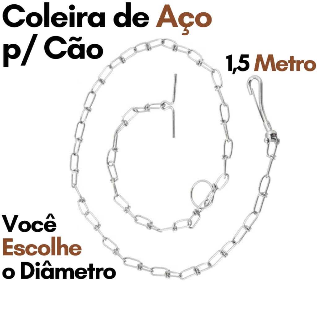 Corrente para Cachorro Reforçada Grossa e Fina Coleira Resistente Metal Ferro Aço Guia Cão Pet Gato