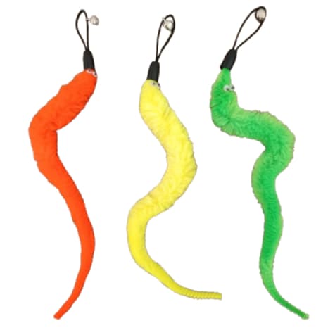 Kit 3 reposições para varinha de gato - lagarta/cobrinha de pelúcia com guizo