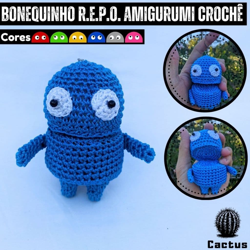 R.E.P.O. Boneco chaveiro Com argola Amigurumi Cochê bonequinhos artesanais REPO Jogo Online Colorido