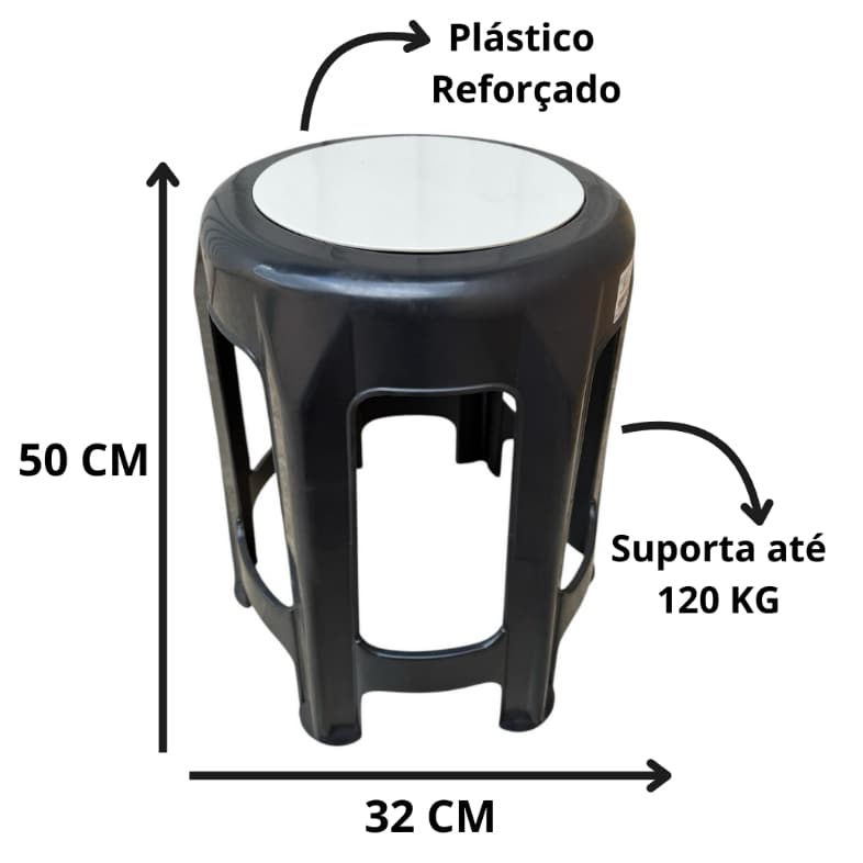 Banqueta de Plástico Resistente com 6 Pés
