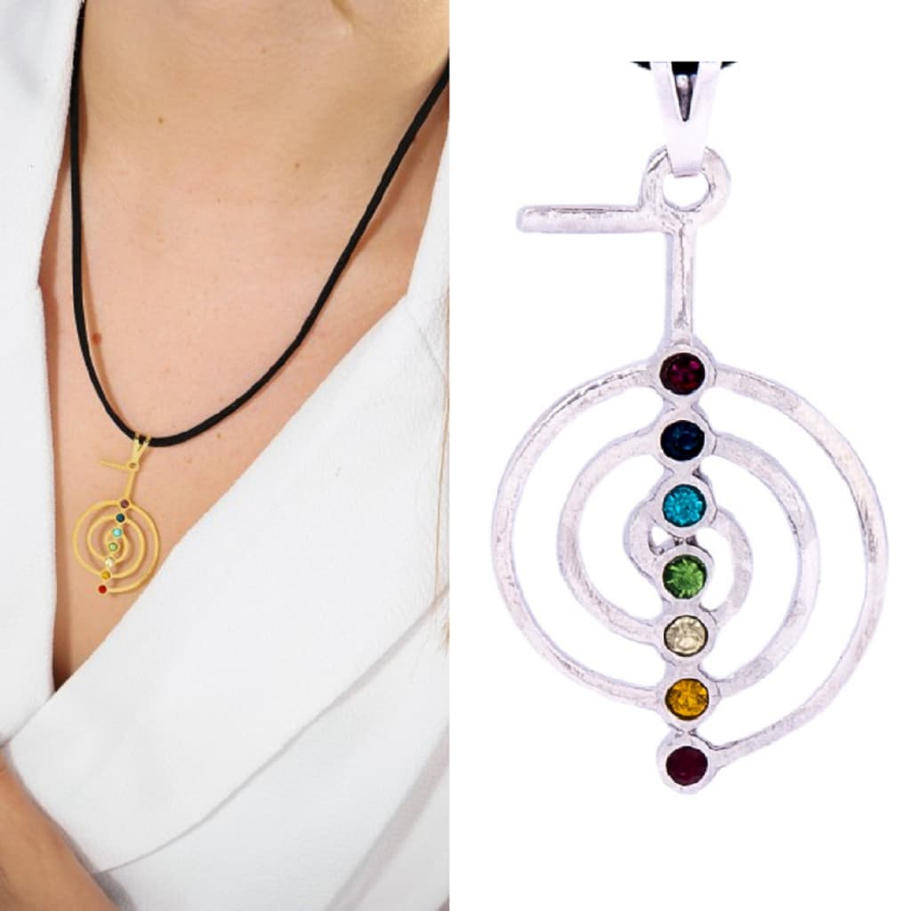 Colar Corrente Gargantilha Cho-Ku-Rei com Strass Dos Sete Chakras Cordão de Camurça