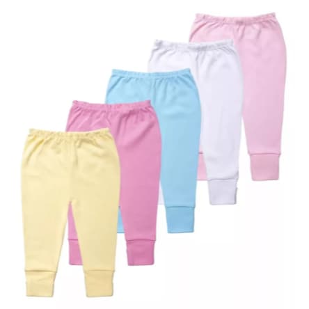 Kit 5 Calça Culote Bebê Vira Pé Algodão Premium Antialérgico Liso Menino e Menina