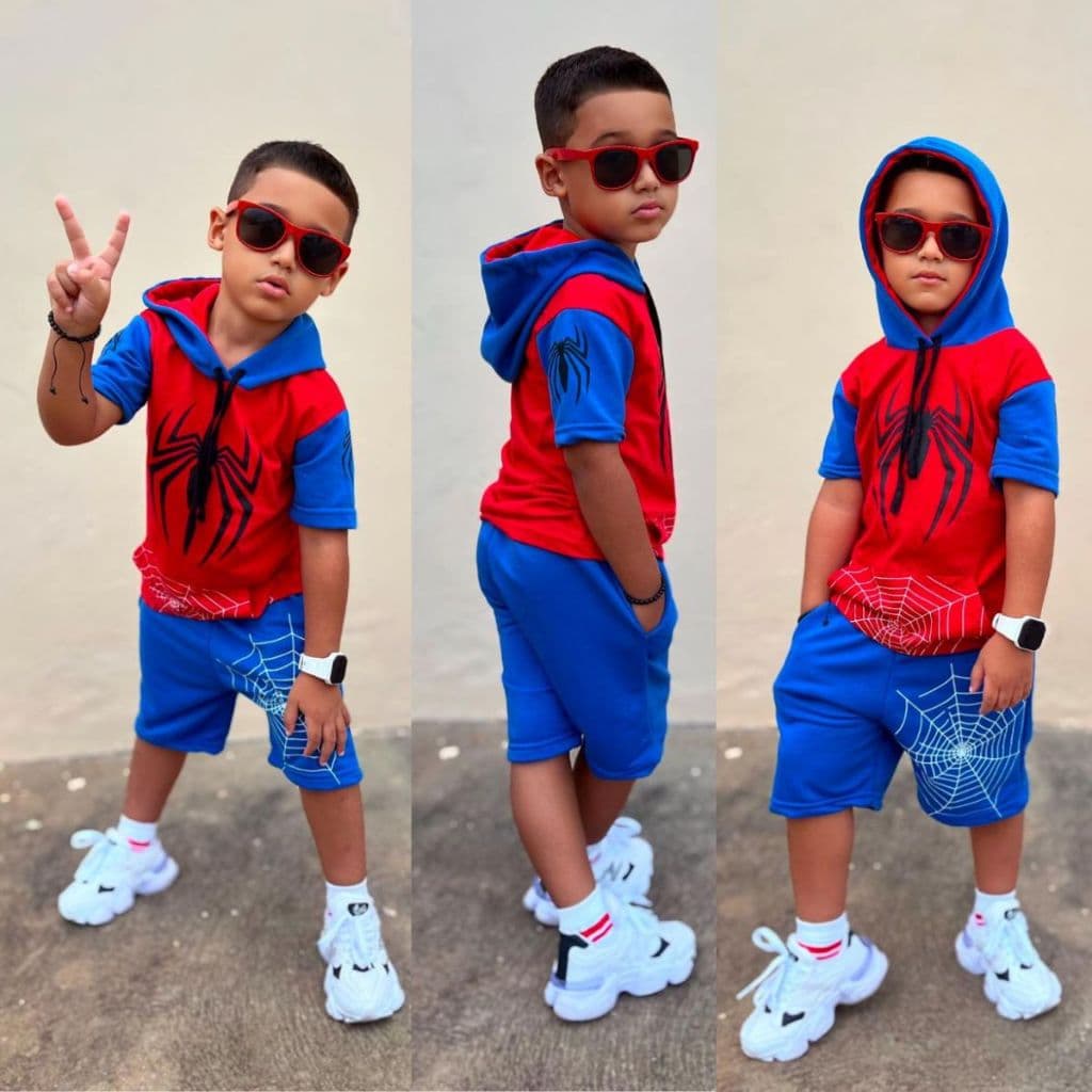 camisa e bermuda infantil Do Aranha Roblox 4 ao 10