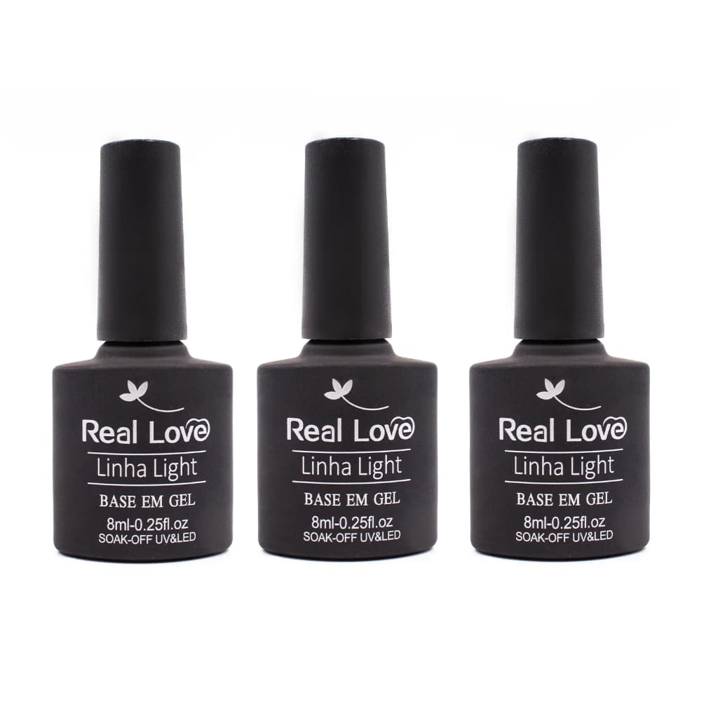 Kit 3 Base De Esmalte Em Gel Para Unhas Band-Aid Linha Light 8ml - Real Love