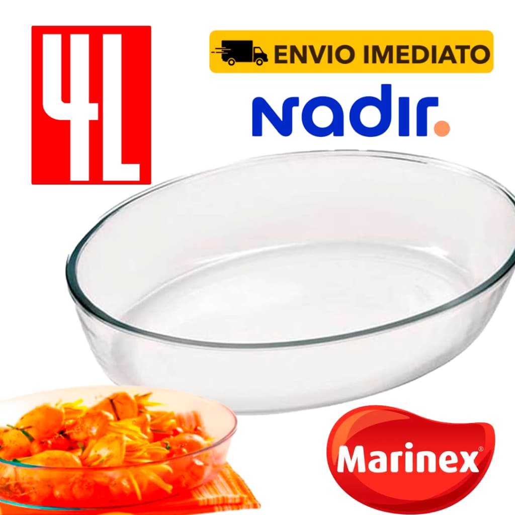 Tigela Oval de Vidro Resistente Clássic Assadeira Grande 4Litros Forma Marinex Lasanheira 39cm Funda