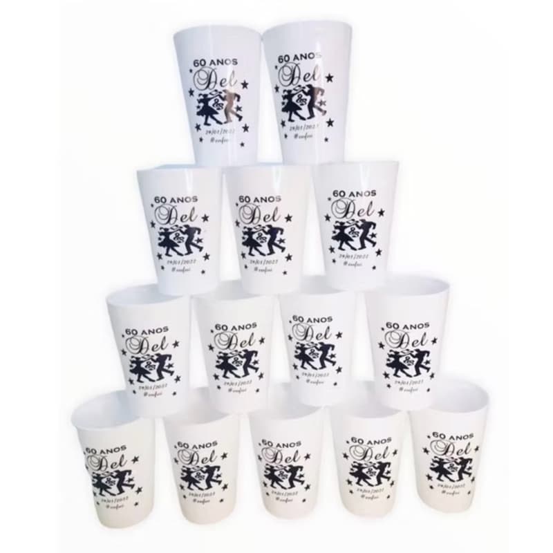 100 COPOS EM ACRÍLICO  PERSONALIZADOS PARA FESTAS CASAMENTOS LEMBRANCINHA E DEBUTANTES 300 ML