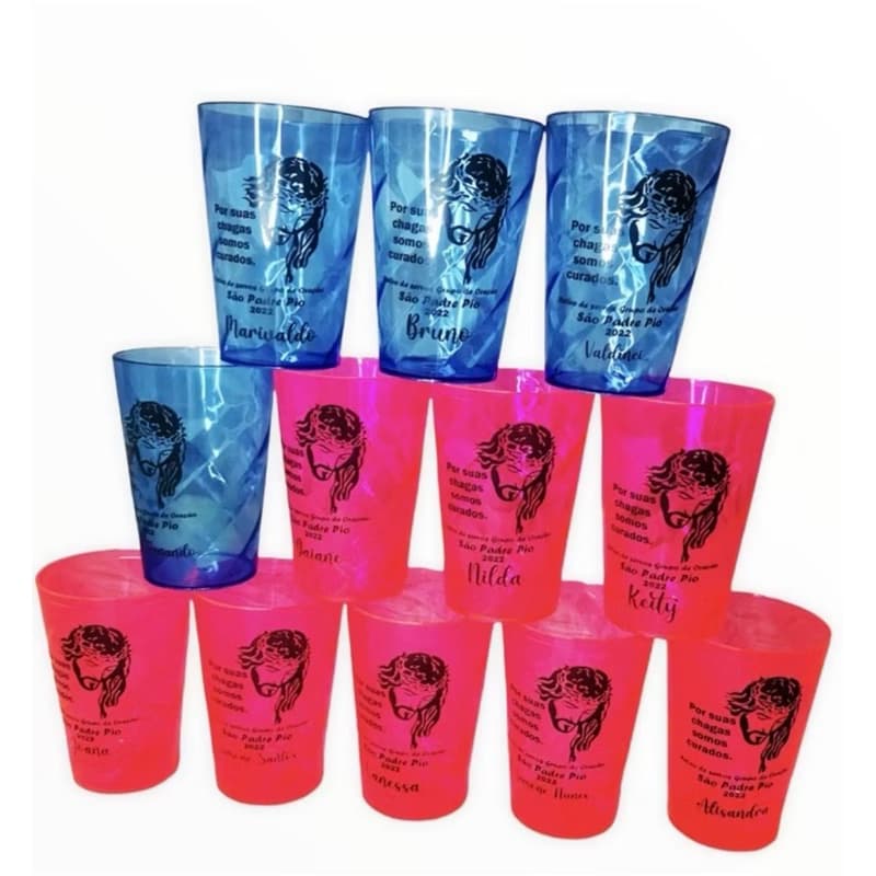 10 COPOS EM ACRÍLICO  PERSONALIZADOS PARA FESTAS CASAMENTOS E LEMBRANCINHA E DEBUTANTES 300 ML