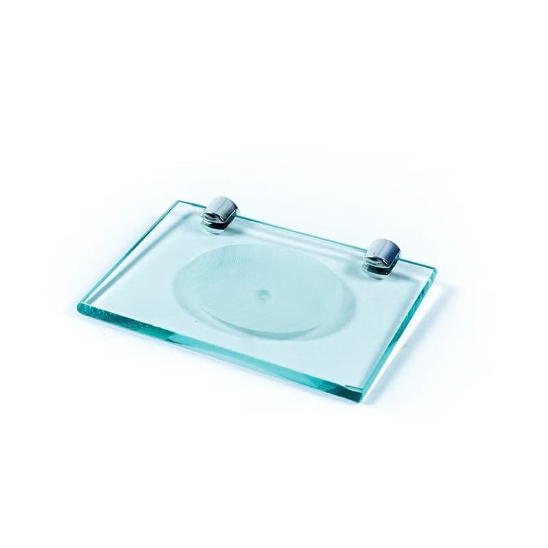 Saboneteira Incolor de Vidro 8mm com Duas Fendas Para Banheiro Dupla Fixação