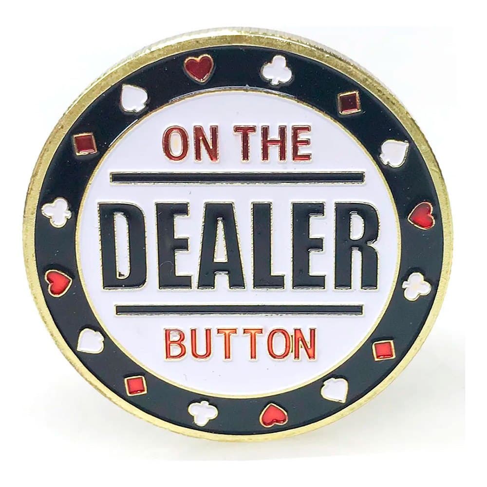 Ficha para Poker Botão Em Metal Dealer De Luxo + Estojo