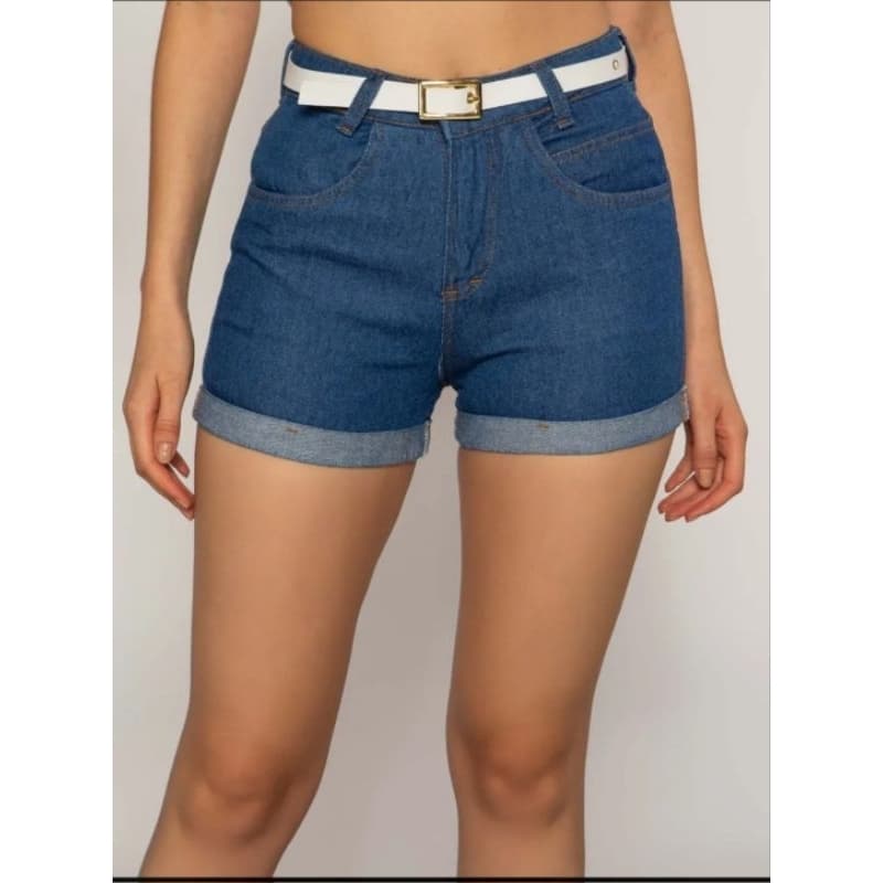 Shorts Curto Jeans Feminino Com Cinto Moda Hot Pants