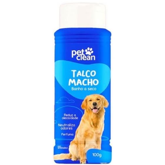 Talco Banho A Seco Cães Macho Perfumado Pet Clean 100g