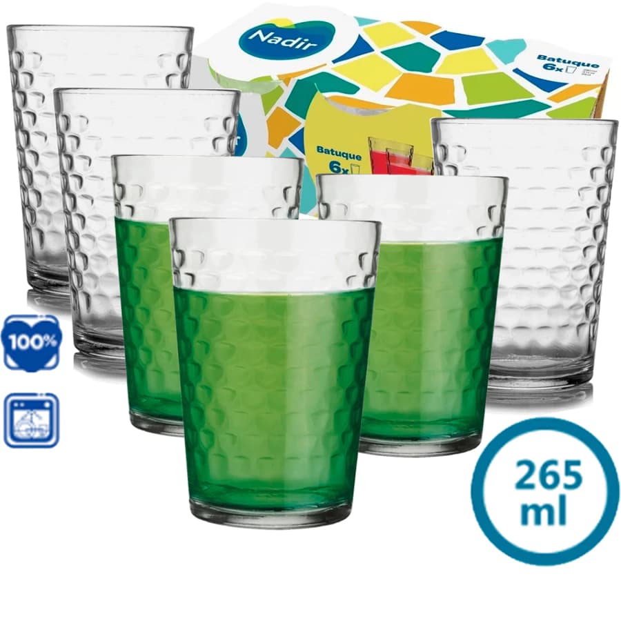 Jogo 6 Copos de Vidro Batuque Nadir Resistente Qualidade