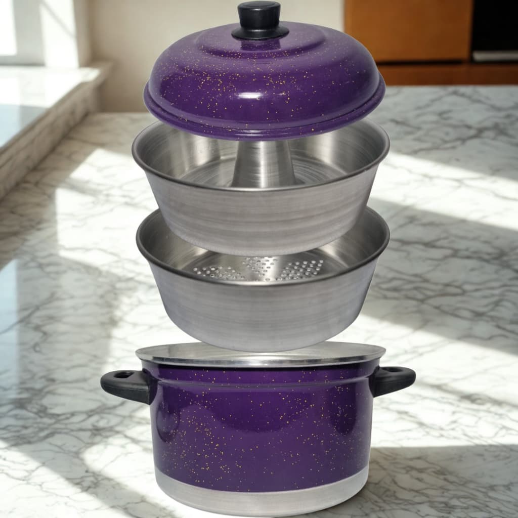 Panela 3 em 1 de Alumínio Cozivapor Roxo Pudim Vapor