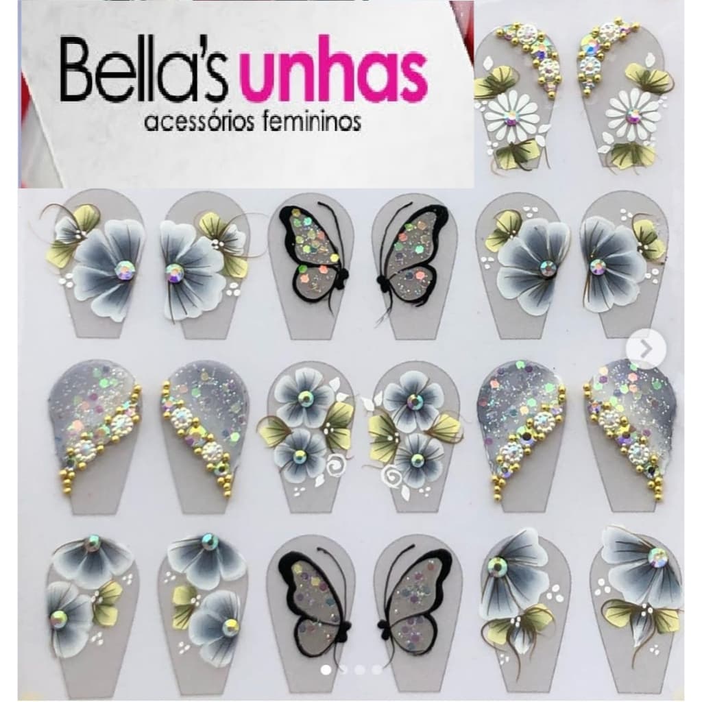 20 Adesivos para unhas Artesanal Pedrarias Jóias Unha Strass adesivos unhas artesanais super luxo