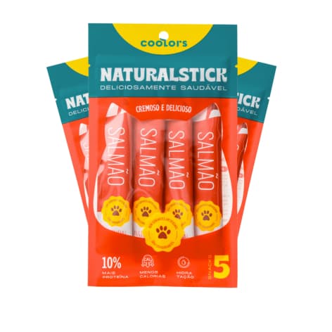 NATURAL STICKS SALMÃO KIT 15 STICKS 15G  PARA GATOS SNACK CREMOSO
