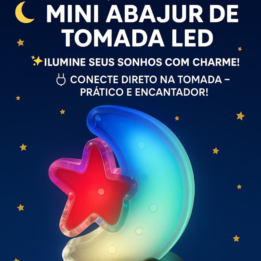 Luz Noturna Infantil Luminária Led Bivolt Estrela Lua