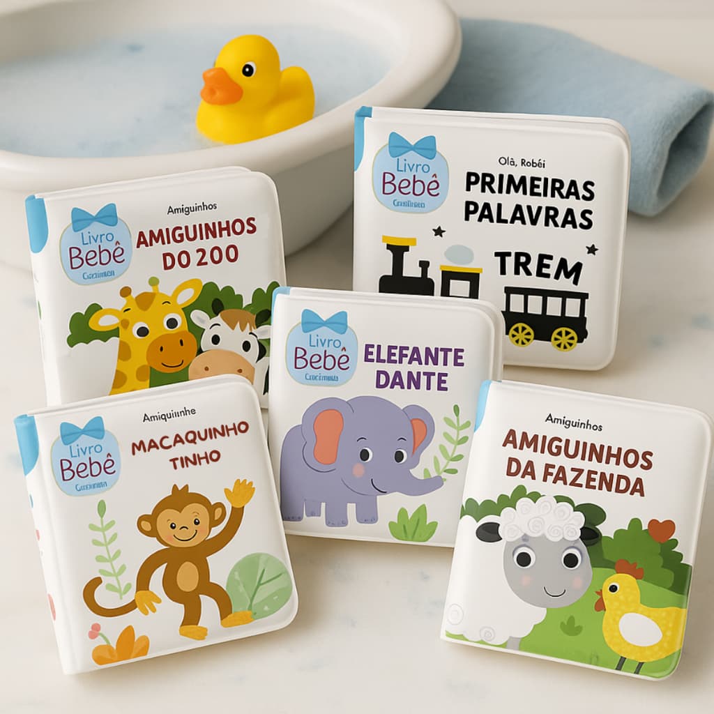 Kit 4 Livro Infantil de Banho para Bebês Diversão e Aprendizado Durante o Banho