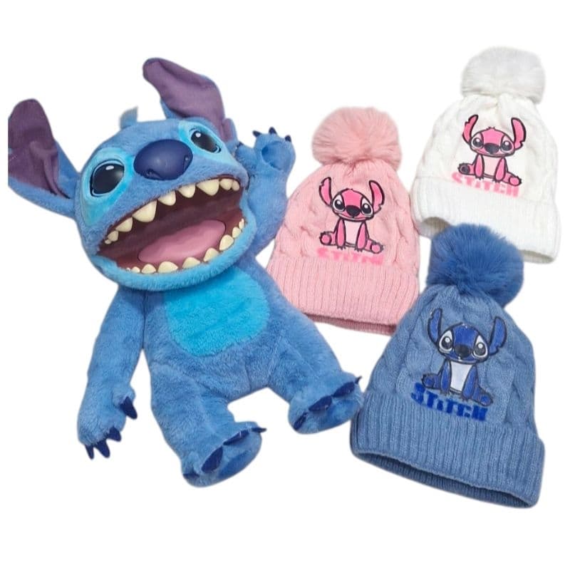 touca infantil stitch unissex de frio com pompom anti alérgico bebê até 5 anos